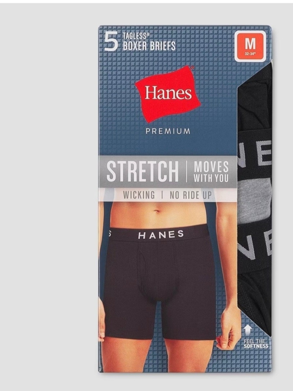 Hanes Premium Stretch Tagless Boxer Briefs 4 Pack